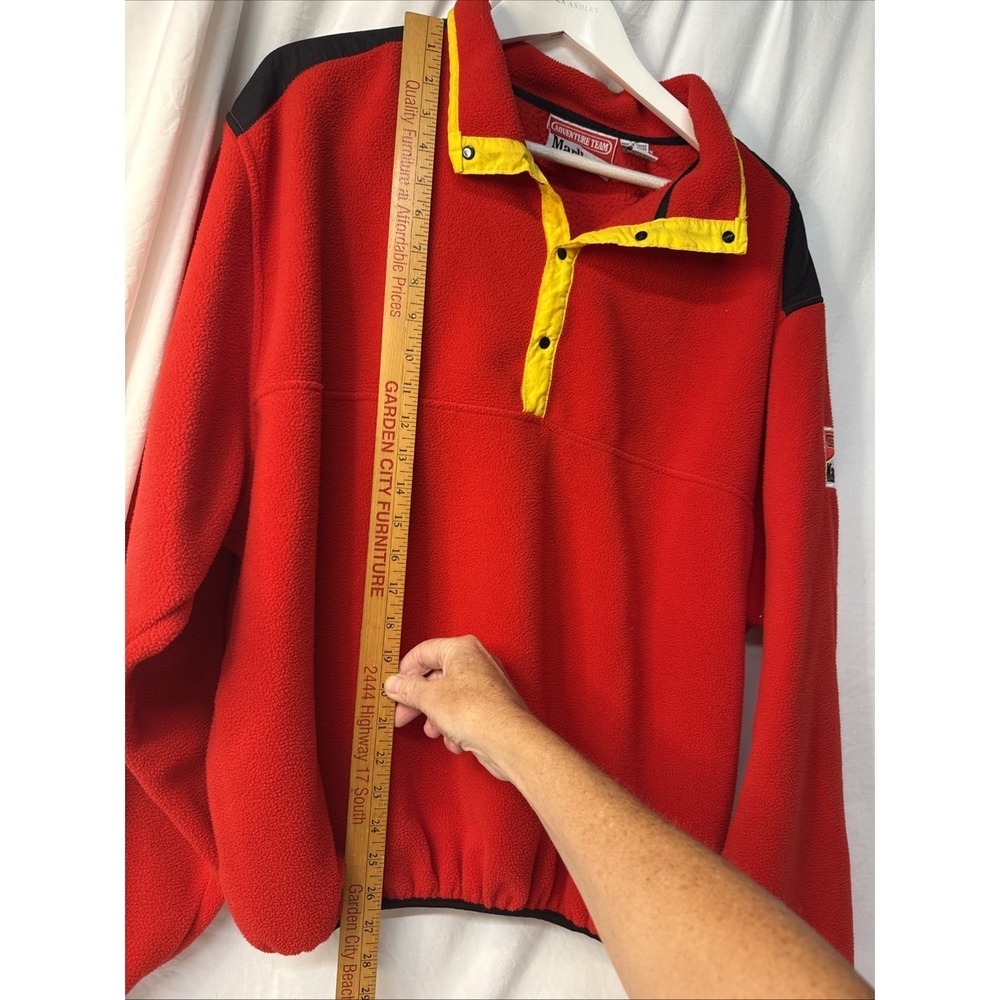 Marlboro Adventure Team Red Fleece Pullover Sweater Yellow Black XL Vintage - Picture 4 of 7